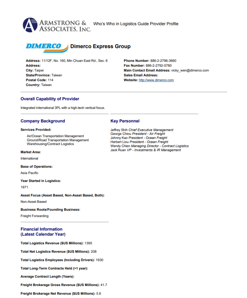 Who's Who in Logistics 3PL Guide - Armstrong & Associates